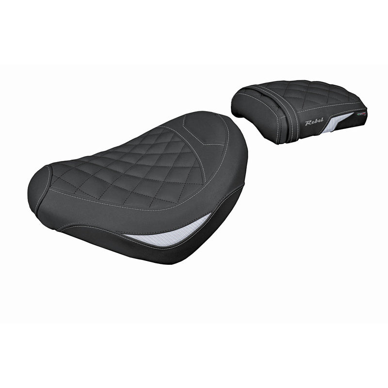 Honda CMX 1100 Rebel 2022-2024 Seat Cover Tappezzeria Italia in Silver Diamond Stitch