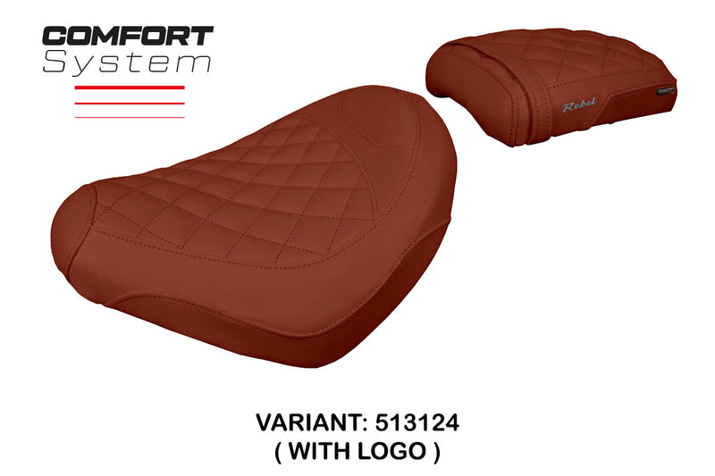 Honda CMX 500 Rebel 2017-2024 Seat Cover Tappezzeria Italia Comfort in Dark Brick Diamond