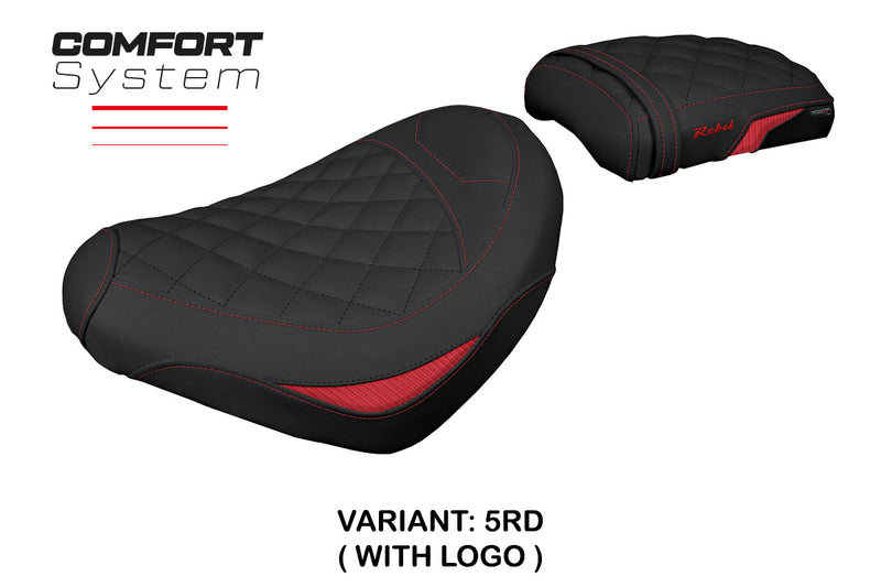Honda CMX 500 Rebel 2017-2024 Seat Cover Tappezzeria Italia Comfort in Red and Black Diamond