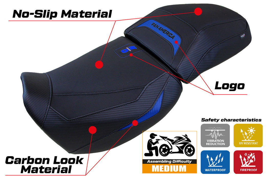 Harley Davidson Pan America 2021-2024 Seat Cover Tappezzeria Italia in Blue and Black