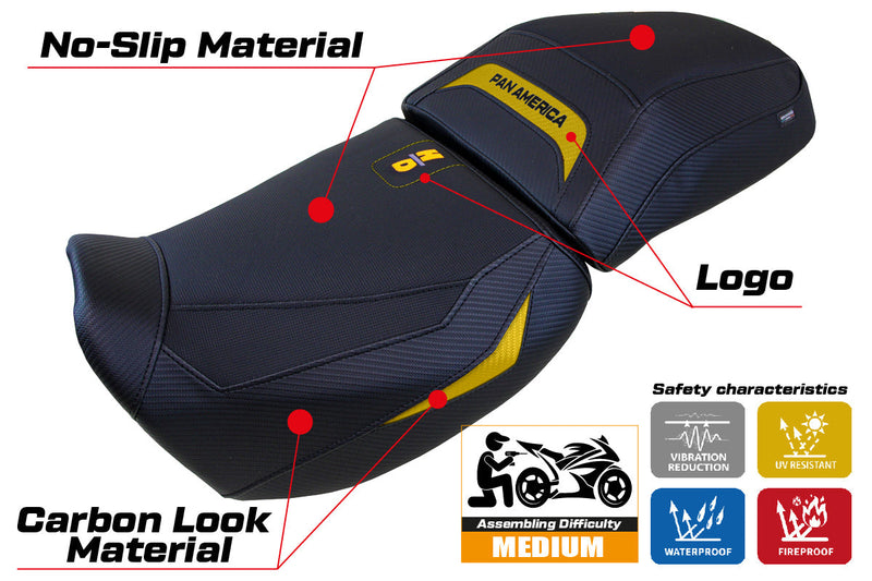 Harley Davidson Pan America 2021-2024 Seat Cover Tappezzeria Italia in Yellow and Black
