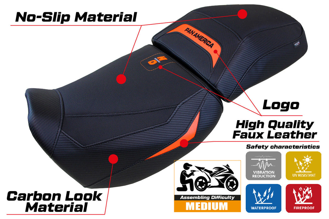 Harley Davidson Pan America 2021-2024 Seat Cover Tappezzeria Italia in Orange and Black