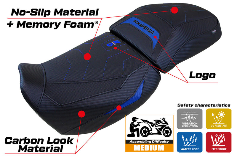 Harley Davidson Pan America 2021-2024 Seat Cover Tappezzeria Italia Comfort Heated in Blue