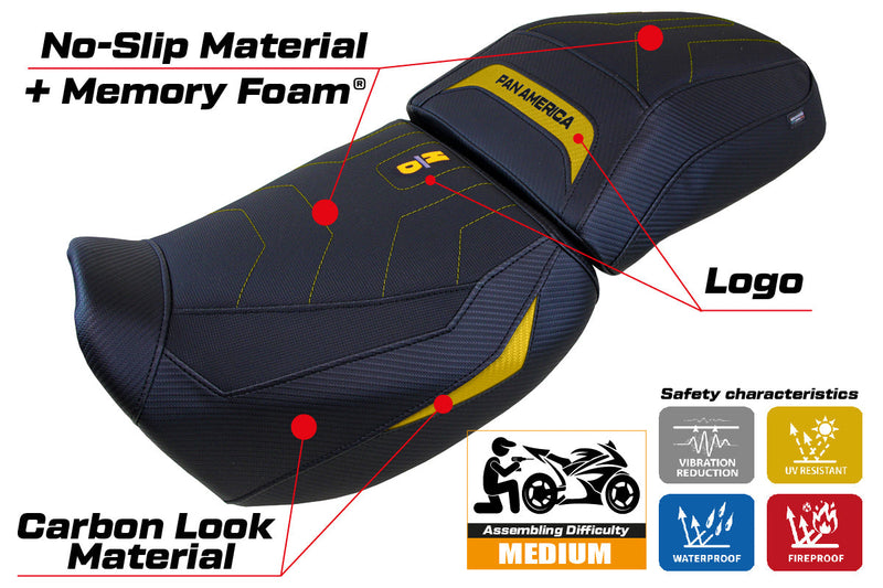 Harley Davidson Pan America 2021-2024 Seat Cover Tappezzeria Italia Comfort Heated in Yellow