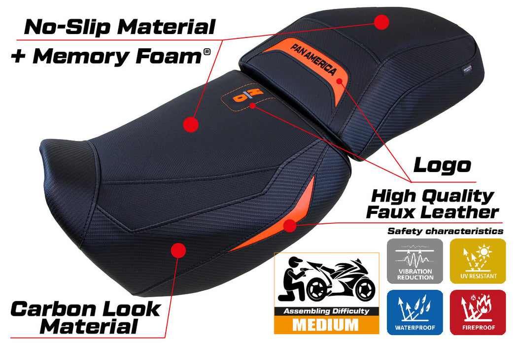 Harley Davidson Pan America 2021-2024 Seat Cover Tappezzeria Italia Comfort Heated in Orange
