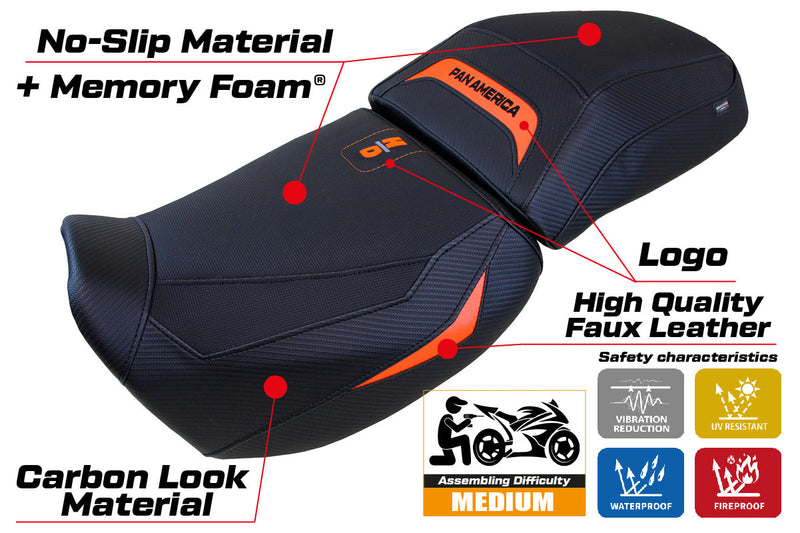 Harley Davidson Pan America 2021-2024 Seat Cover Tappezzeria Italia Comfort in Orange