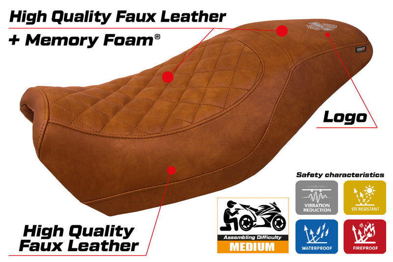 Harley Davidson Street 500 750 2016-2021 Seat Cover Tappezzeria Italia Comfort in Brown