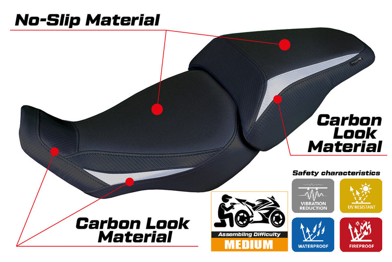 Honda CB300R 2018-2024 Seat Cover Tappezzeria Italia in Silver and Black