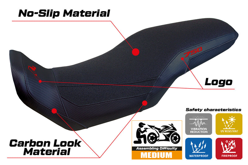 Honda Transalp XL 750 2023-2024 Seat Cover Tappezzeria Italia Ultragrip in Black
