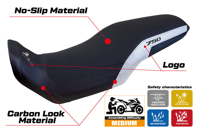 Honda Transalp XL 750 2023-2024 Seat Cover Tappezzeria Italia Ultragrip in White and Black