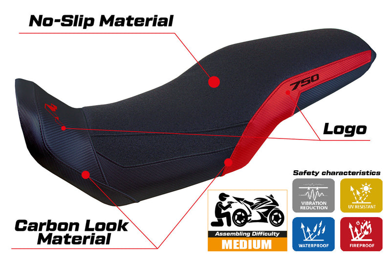 Honda Transalp XL 750 2023-2024 Seat Cover Tappezzeria Italia Ultragrip in Red and Black