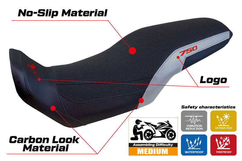 Honda Transalp XL 750 2023-2024 Seat Cover Tappezzeria Italia Ultragrip in Silver and Black