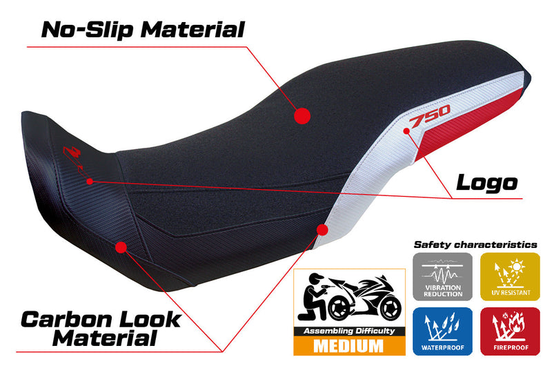Honda Transalp XL 750 2023-2024 Seat Cover Tappezzeria Italia Ultragrip in White, Red and Black