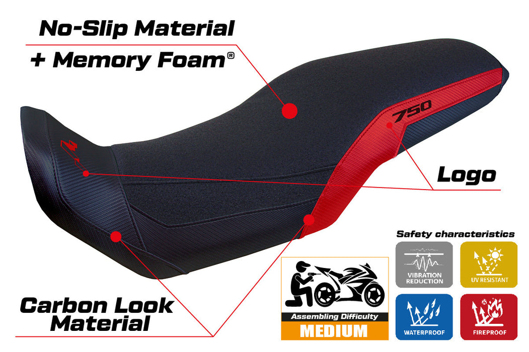 Honda Transalp XL 750 2023-2024 Seat Cover Tappezzeria Italia Comfort Ultragrip in Red