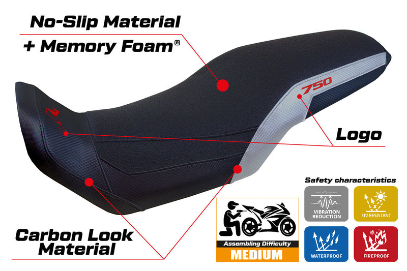 Honda Transalp XL 750 2023-2024 Seat Cover Tappezzeria Italia Comfort Ultragrip in Silver