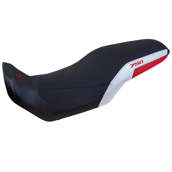 Honda Transalp XL 750 2023-2024 Seat Cover Tappezzeria Italia Comfort Ultragrip in White and Red