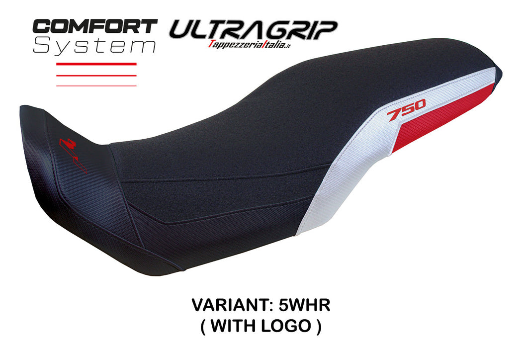 Honda Transalp XL 750 2023-2024 Seat Cover Tappezzeria Italia Comfort Ultragrip in White and Red