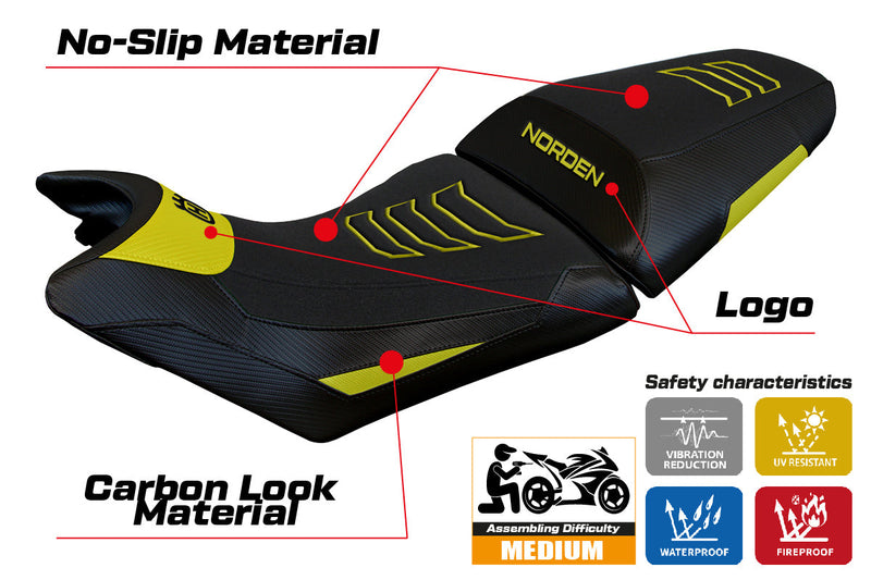 Husqvarna Norden 901 2022-2024 Seat Cover Tappezzeria Italia Ultragrip in Yellow and Black