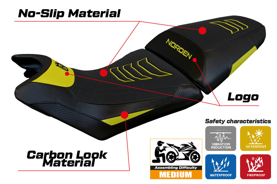 Husqvarna Norden 901 2022-2024 Seat Cover Tappezzeria Italia Ultragrip in Yellow and Black