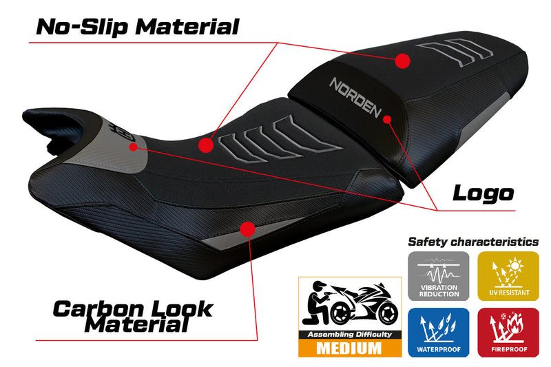 Husqvarna Norden 901 2022-2024 Seat Cover Tappezzeria Italia Ultragrip in Grey and Black