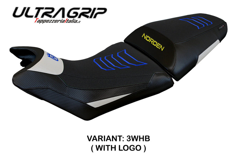 Husqvarna Norden 901 2022-2024 Seat Cover Tappezzeria Italia Ultragrip in White and Blue