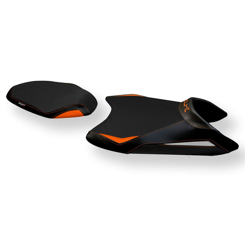 KTM 890 Duke 2021-2024 Seat Cover Tappezzeria Italia Comfort in White, Orange, and Black