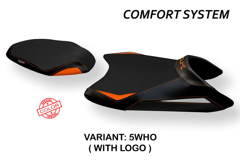 KTM 890 Duke 2021-2024 Seat Cover Tappezzeria Italia Comfort in White, Orange, and Black