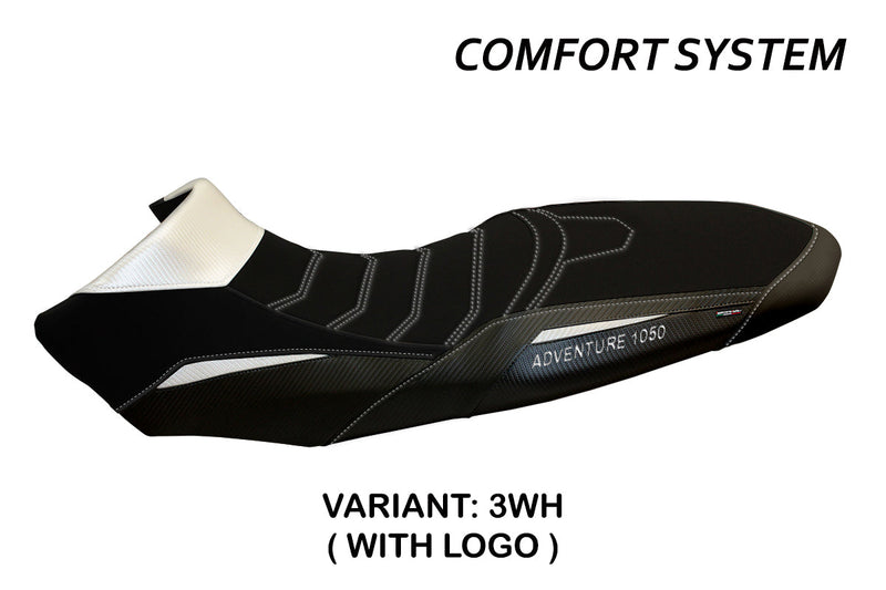 KTM 1050 Adventure 2015-2016 Seat Cover Tappezzeria Italia Comfort in White and Black