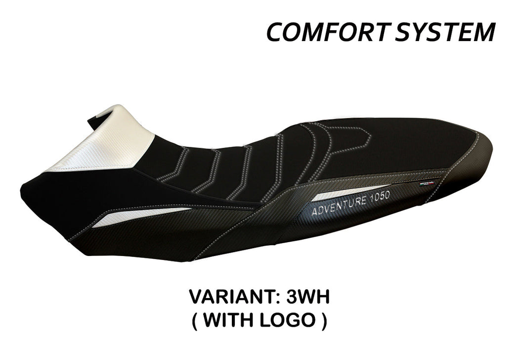 KTM 1050 Adventure 2015-2016 Seat Cover Tappezzeria Italia Comfort in White and Black