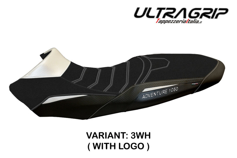 KTM 1050 Adventure 2015-2016 Seat Cover Tappezzeria Italia Ultragrip in White and Black