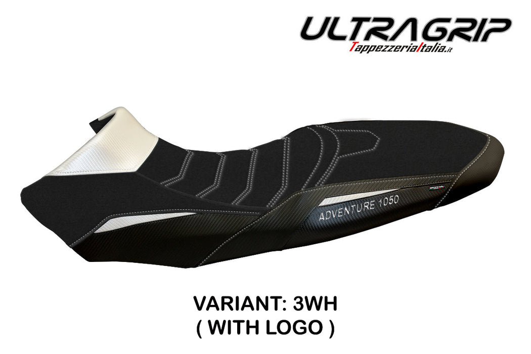 KTM 1050 Adventure 2015-2016 Seat Cover Tappezzeria Italia Ultragrip in White and Black