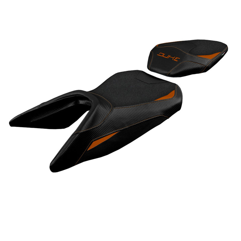 KTM 125 Duke 2017-2024 Seat Cover Tappezzeria Italia Ultragrip in Orange and Black