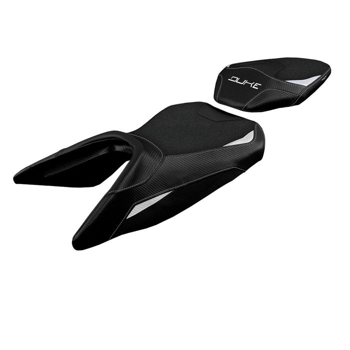 KTM 125 Duke 2017-2024 Seat Cover Tappezzeria Italia Ultragrip in White and Black