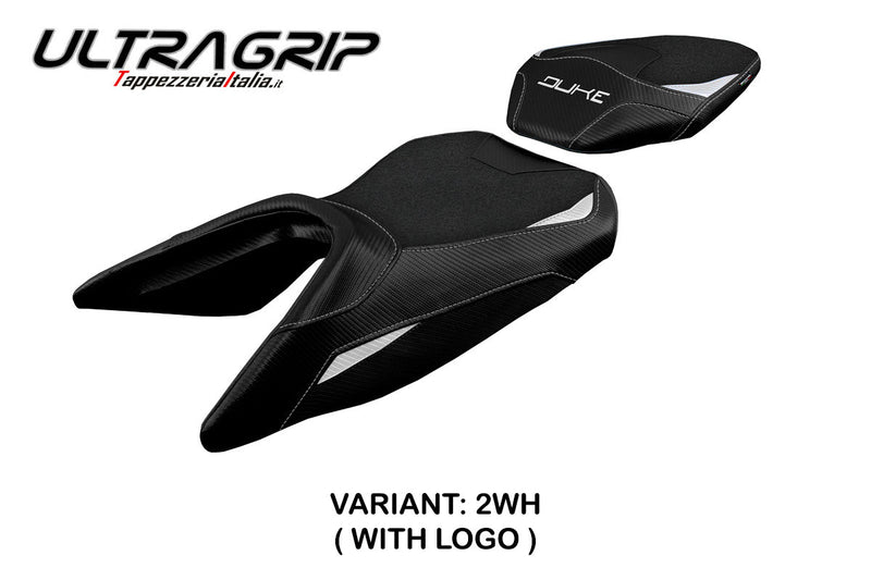 KTM 125 Duke 2017-2024 Seat Cover Tappezzeria Italia Ultragrip in White and Black