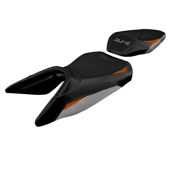 KTM 250 Duke 2017-2023 Seat Cover Tappezzeria Italia Comfort in Silver and Orange