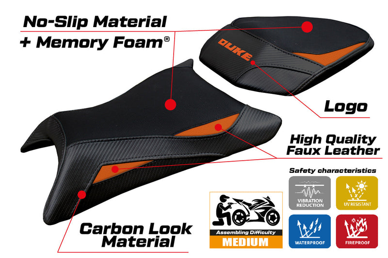 KTM 390 Duke 2024 2025 Seat Cover Tappezzeria Comfort Black Orange