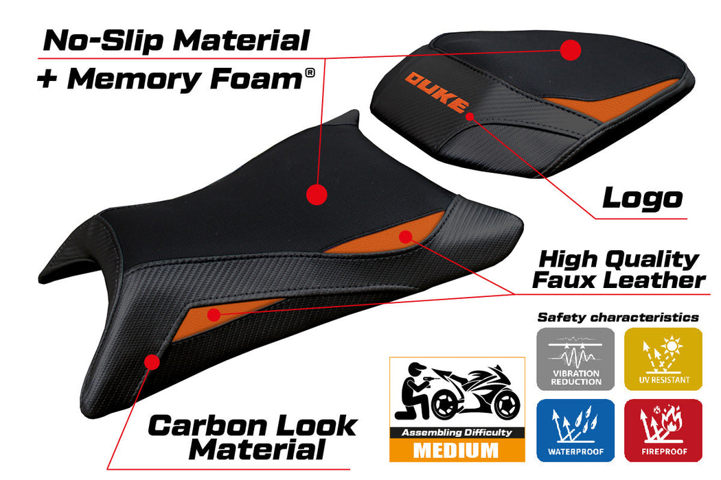 KTM 390 Duke 2024 2025 Seat Cover Tappezzeria Comfort Black Orange