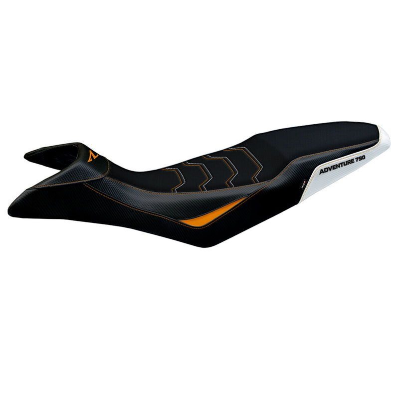 KTM 790 Adventure R 2019-2020 Seat Cover Tappezzeria Italia Comfort in White, Orange, and Black