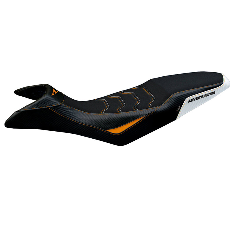 KTM 790 Adventure R 2019-2020 Seat Cover Tappezzeria Italia Ultragrip in White and Orange