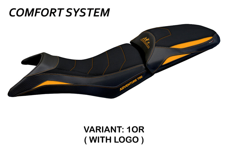 KTM 790 Adventure S 2019-2020 Seat Cover Tappezzeria Italia Comfort in Orange and Black