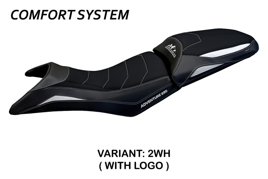 KTM 890 Adventure 2021-2024 Seat Cover Tappezzeria Italia Comfort in White and Black