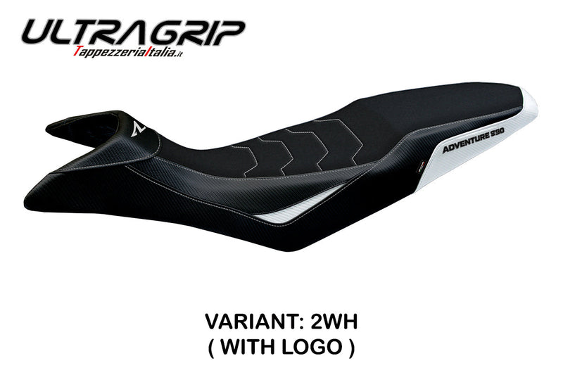 KTM 890 Adventure R 2021-2024 Seat Cover Tappezzeria Italia Ultragrip in White and Black