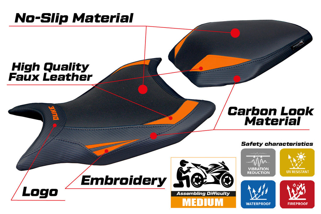 KTM 990 Duke 2024 Seat Cover Tappezzeria Italia in Orange and Black