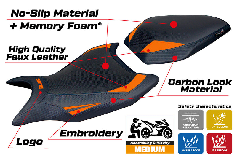 KTM 990 Duke 2024 Seat Cover Tappezzeria Italia Comfort in Orange and Black