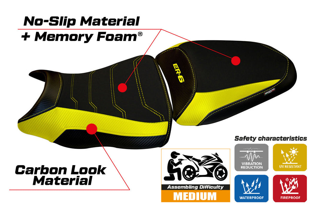 Kawasaki ER-6N ER-6F 2012-2016 Seat Cover Tappezzeria Italia Comfort in Yellow