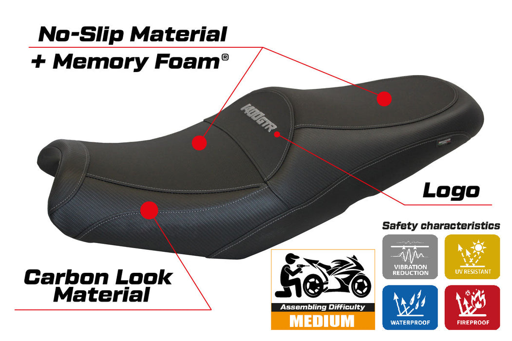 Kawasaki Concours 14 GTR 1400 2007-2016 Seat Cover Tappezzeria Italia Comfort in Black