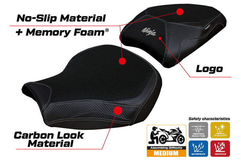 Kawasaki Ninja H2 1000SX 2018-2024 Seat Cover Tappezzeria Italia in Black
