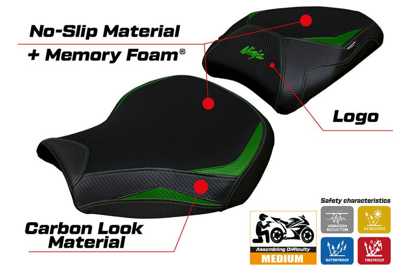 Kawasaki Ninja H2 1000SX 2018-2024 Seat Cover Tappezzeria Italia in Green