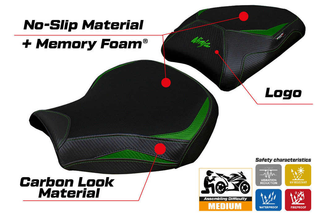 Kawasaki Ninja H2 1000SX 2018-2024 Seat Cover Tappezzeria Italia in Green