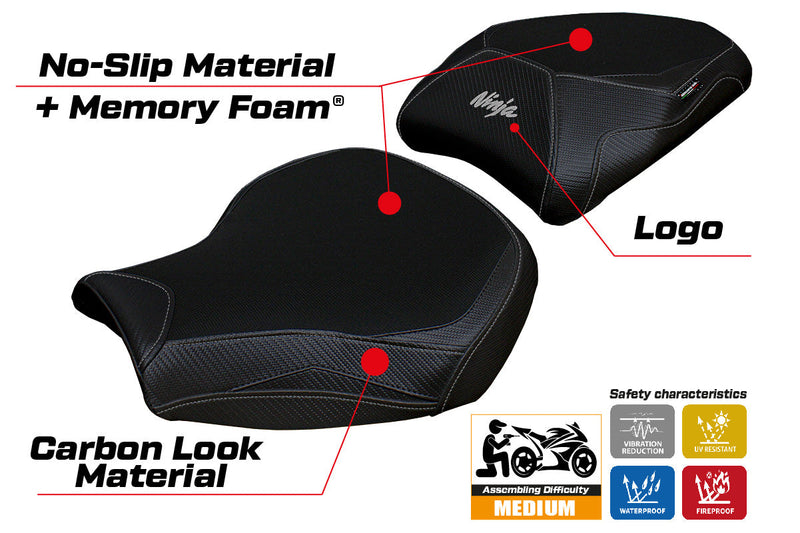 Kawasaki Ninja H2 1000SX 2018-2024 Seat Cover Tappezzeria Italia Comfort in Black